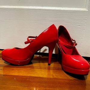 Red Patent Leather Mary Jane Heels